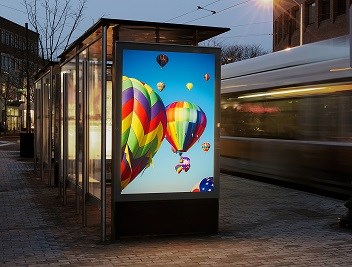 Laminated advertisement sign of hot air balloons