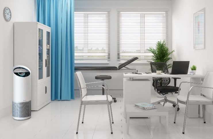 TruSens air purifier sitting in an office